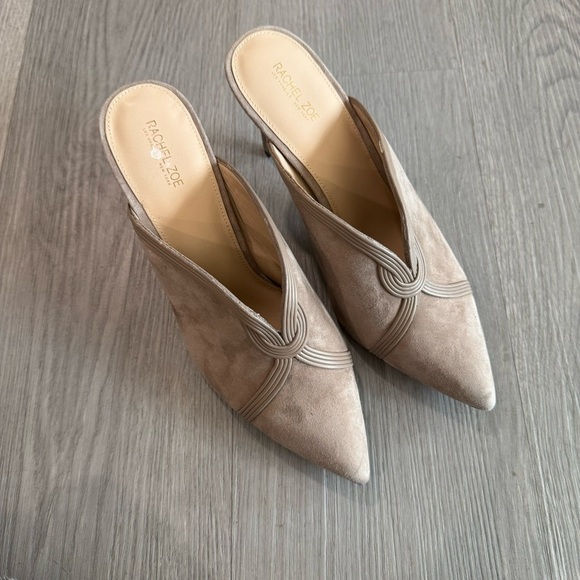 Rachel Zoe Beige Lianne Suede Stiletto Pointed Mules 10 - Picture 3 of 8